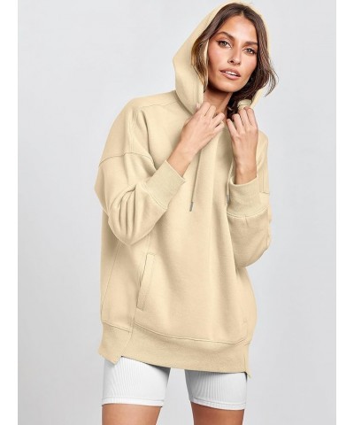 Women's Oversized Hoodies Fleece Casual Drop Shoulder Athletic Sweatshirts Long Sleeve Pullover 2023 Trendy Top Apricot $19.2...