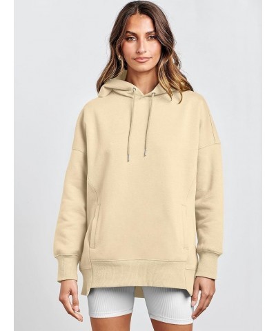 Women's Oversized Hoodies Fleece Casual Drop Shoulder Athletic Sweatshirts Long Sleeve Pullover 2023 Trendy Top Apricot $19.2...