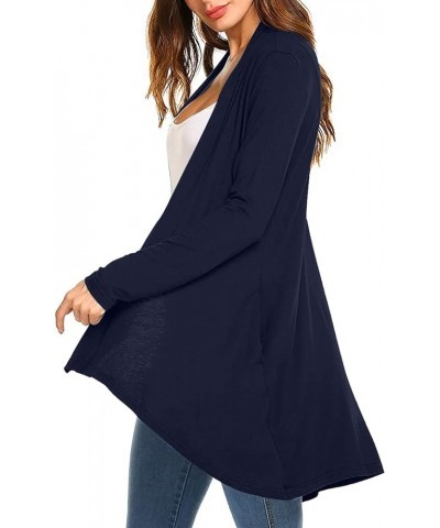 Summer Light Cardigans for Women Casual Long Sleeve T-Shirts Solid Loose Tops with Pockets Plus Size Beach Blouse 04navy $3.1...