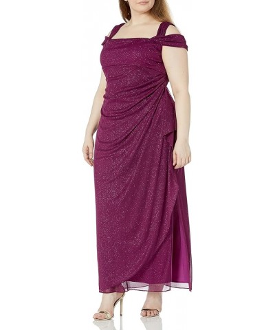 Women's Plus Size Long Cold Shoulder Dress with Ruched Skirt Berry $50.93 Dresses