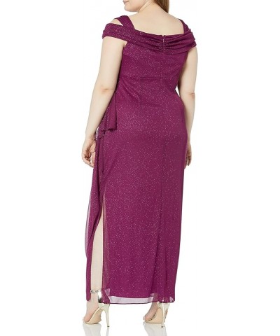 Women's Plus Size Long Cold Shoulder Dress with Ruched Skirt Berry $50.93 Dresses