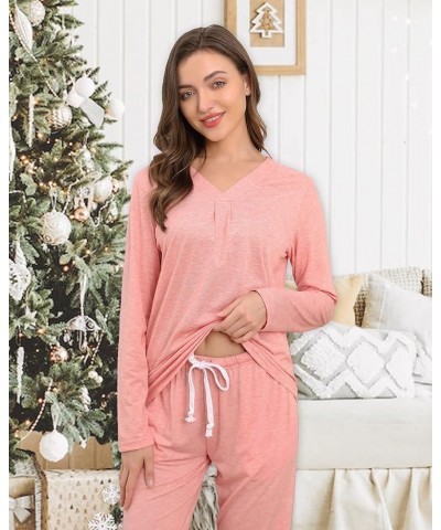 Women's Pajama Sets Long Sleeve Lounge Sets Pjs Sleepwear with Pockets Pink $21.82 Lingerie