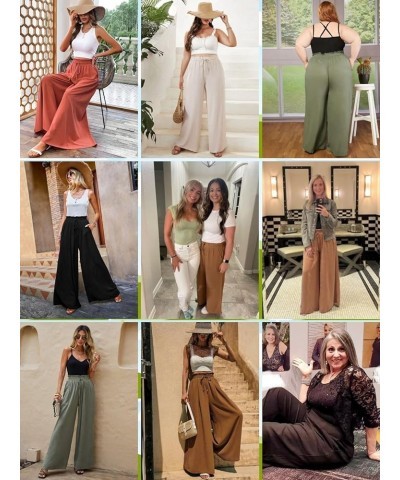 Womens Wide Leg Palazzo Pants High Waisted Casual Flowy Pants Fall Loose Comfy Trousers Khaki $9.89 Pants