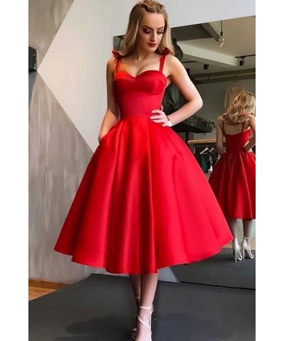 Spaghetti Straps Satin Homecoming Dresses with Pockets A Line Sweetheart Short Prom Dress Cocktail Dresses for Teens Yellow $...