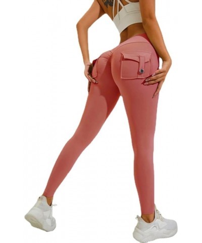 Scrunch Butt Leggings with Pockets for Women High Waist Tight Cargo Pants Work Pants Gym Workout Leggings Coral Red $12.47 Ac...