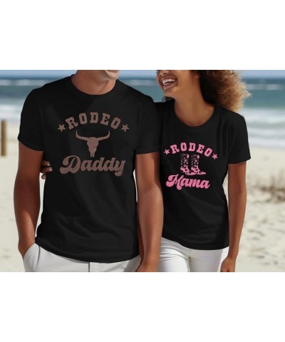 Rodeo Mama Rodeo Daddy Matching Shirt for Couples T Shirt Vintage Western Rodeo Graphic Holiday Tees Short Sleeve Top A-black...