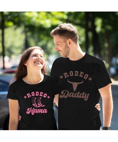 Rodeo Mama Rodeo Daddy Matching Shirt for Couples T Shirt Vintage Western Rodeo Graphic Holiday Tees Short Sleeve Top A-black...