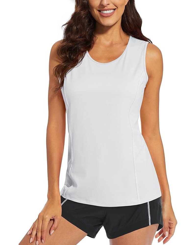 Women's Sleeveless Workout Shirts UPF 80+ Dry Fit Running Wicking Tank Tops Athletic Gym Summer Tops White $10.07 Activewear