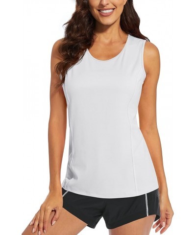 Women's Sleeveless Workout Shirts UPF 80+ Dry Fit Running Wicking Tank Tops Athletic Gym Summer Tops White $10.07 Activewear