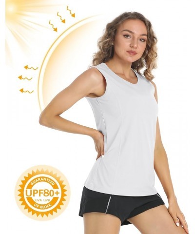 Women's Sleeveless Workout Shirts UPF 80+ Dry Fit Running Wicking Tank Tops Athletic Gym Summer Tops White $10.07 Activewear