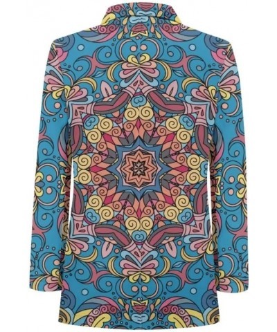 Dog Paw Women's Graphic Print Blazer Button Open Front Long Sleeve Jacket Boho Mandala-1 $20.39 Blazers