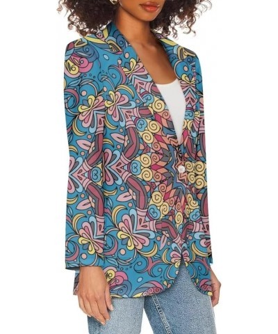 Dog Paw Women's Graphic Print Blazer Button Open Front Long Sleeve Jacket Boho Mandala-1 $20.39 Blazers