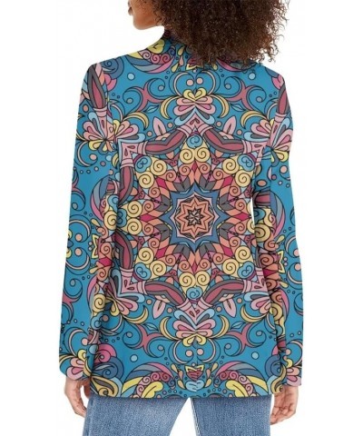 Dog Paw Women's Graphic Print Blazer Button Open Front Long Sleeve Jacket Boho Mandala-1 $20.39 Blazers