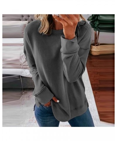 Womens Crew Neck Sweatshirt Tops Graphic Tie Dye Blouese Shirts Long Sleeve Pullover Tops Fall Fashion Clothes A9-dark Gray $...