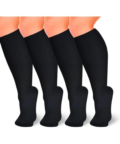 4 Pairs Plus Size Compression Socks for Women and Men 20-30 mmHg Wide Calf Extra Large for Circulation Support Black 5X-Large...