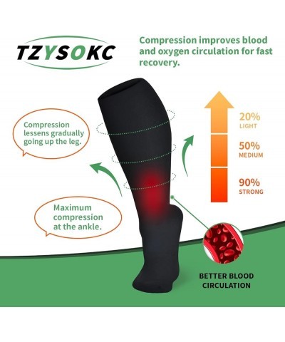 4 Pairs Plus Size Compression Socks for Women and Men 20-30 mmHg Wide Calf Extra Large for Circulation Support Black 5X-Large...