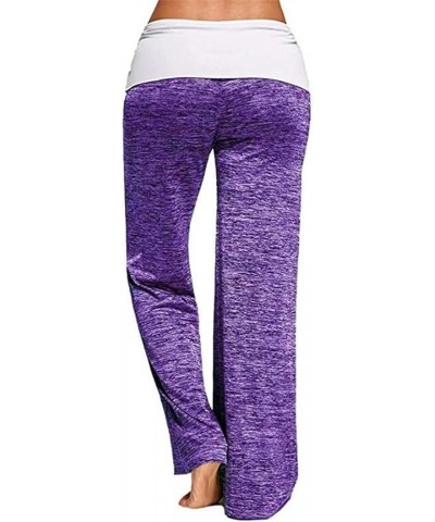 Women's Casual Cotton Pull-on Pant with Elastic Waist High Waist Denim Wide Leg Palazzo Pants Jeans Trousers A3-purple $9.22 ...