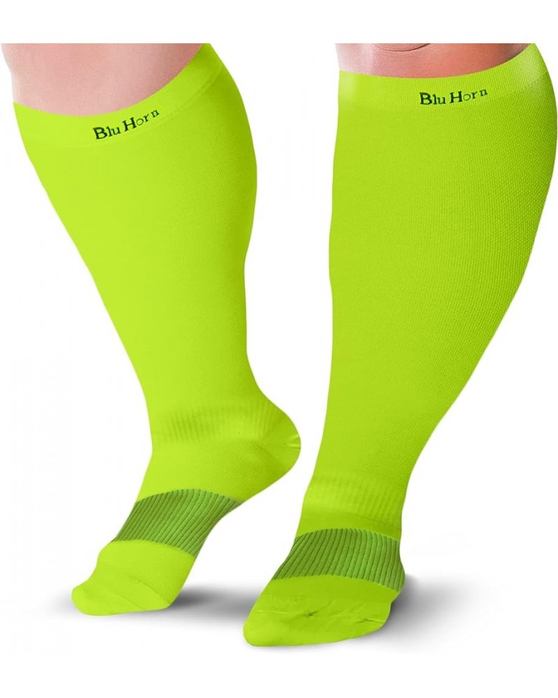 Knee High Compression Socks 15 to 20 mmHg Black 3X-Large Neon Green (1-pair) $11.76 Activewear