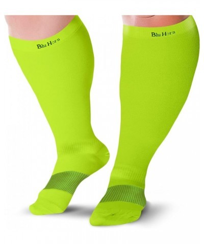 Knee High Compression Socks 15 to 20 mmHg Black 3X-Large Neon Green (1-pair) $11.76 Activewear