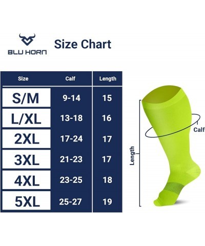 Knee High Compression Socks 15 to 20 mmHg Black 3X-Large Neon Green (1-pair) $11.76 Activewear