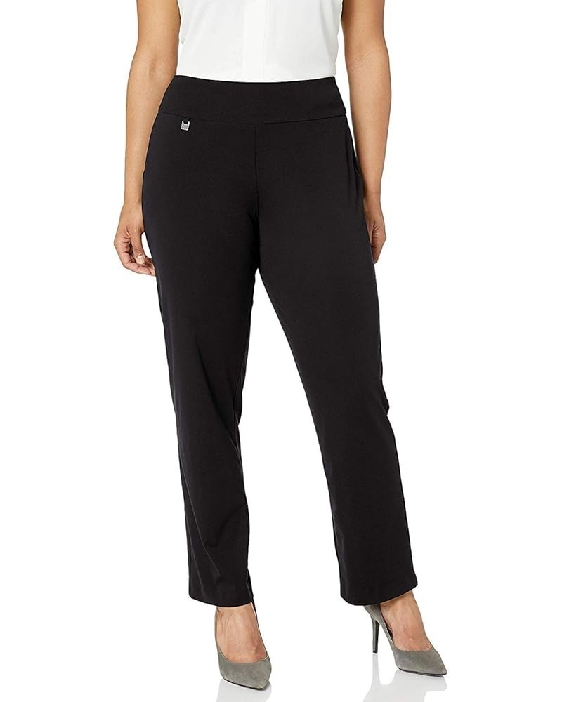 Women's Misses Pull on Solid Knit Flare Leg Pant with Tummy Panel Black $14.16 Pants