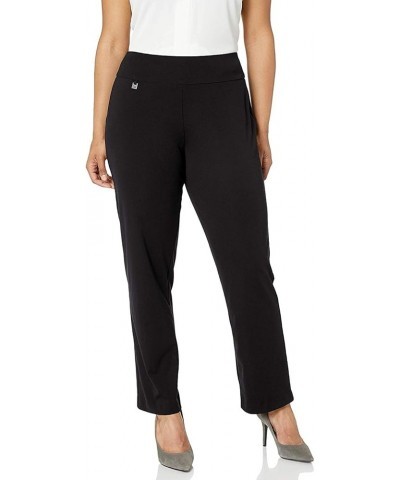 Women's Misses Pull on Solid Knit Flare Leg Pant with Tummy Panel Black $14.16 Pants