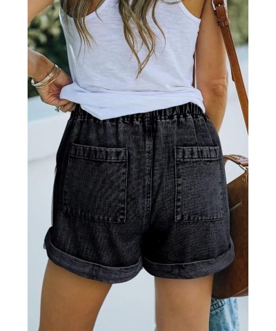 2024 Womens Stretchy Deanim Shorts Summer Casual Mid/High Waisted Ripped Jean Shorts for Women F Black $21.23 Shorts