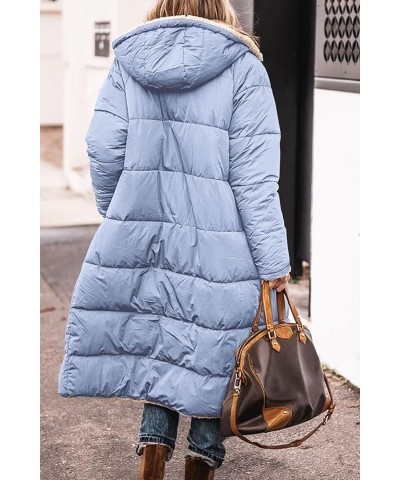 Womens Winter Long Puffer Jackets Sherpa Fleece Lined Coat Reversible Zip Up Hooded Down Jacket with Pockets Sky Blue $16.73 ...