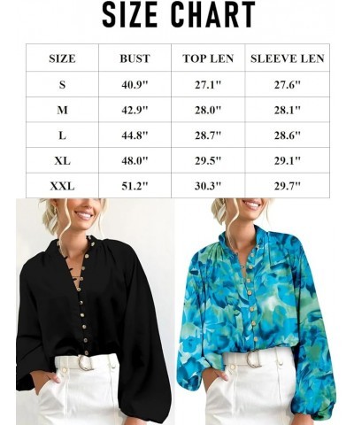 Womens Button Down Long Sleeve Tops Dressy Casual Fall Print Shirts Bussiness Work Blouses Printed Blue $18.87 Blouses