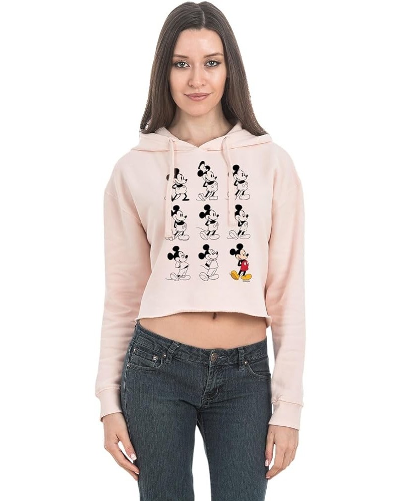 Mickey & Friends - Mickey Mouse Evolution - Juniors Cropped Pullover Hoodie Blush $17.09 Hoodies & Sweatshirts