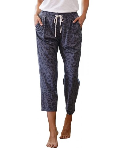 Apparel Women's Elastic Waist Breathable Crop Pants with Pockets | Cotton-Poly Blend Leopard Charcoal $19.94 Pants