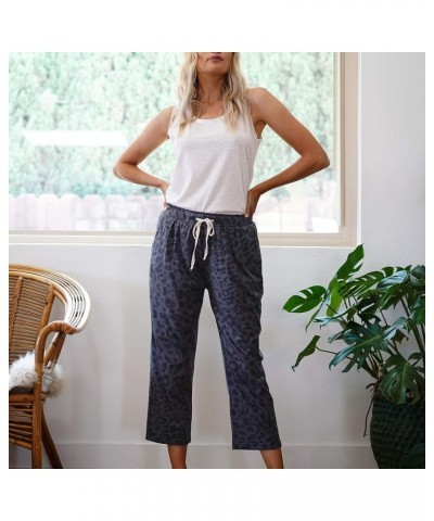 Apparel Women's Elastic Waist Breathable Crop Pants with Pockets | Cotton-Poly Blend Leopard Charcoal $19.94 Pants