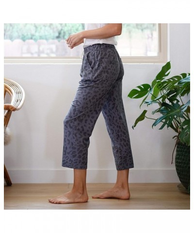 Apparel Women's Elastic Waist Breathable Crop Pants with Pockets | Cotton-Poly Blend Leopard Charcoal $19.94 Pants