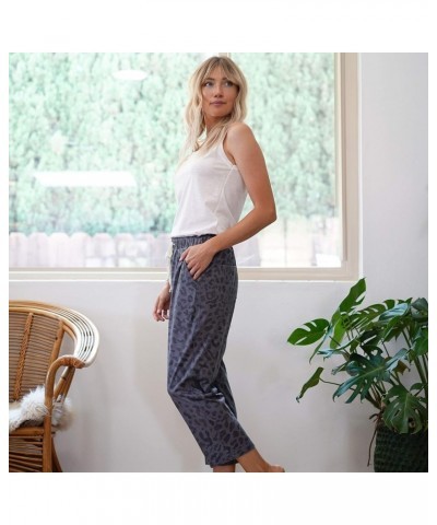 Apparel Women's Elastic Waist Breathable Crop Pants with Pockets | Cotton-Poly Blend Leopard Charcoal $19.94 Pants