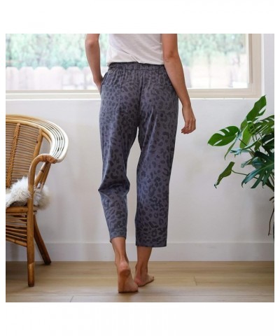 Apparel Women's Elastic Waist Breathable Crop Pants with Pockets | Cotton-Poly Blend Leopard Charcoal $19.94 Pants