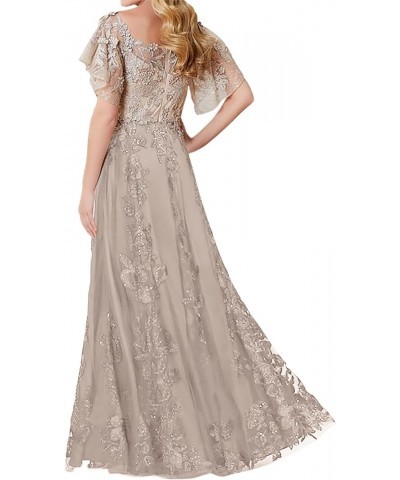 Lace Mother of The Bride Dresses - Sleeves Formal Evening Gowns Wedding Long Silver $47.00 Dresses