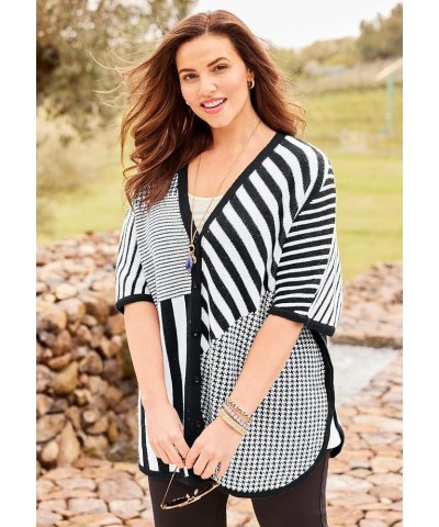 Women's Plus Size V-Neck Pullover Poncho Chai Latte Stripe $34.72 Sweaters