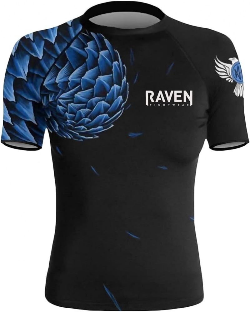 Women's Power Pangolin BJJ Rash Guard Short Sleeve MMA Blue $31.19 Swimsuits