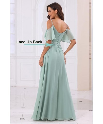 Off The Shoulder Chiffon Bridesmaid Dress with Split A Line Pleats Bridesmaid Dress Long for Women RS047 Royal Blue $32.47 Dr...