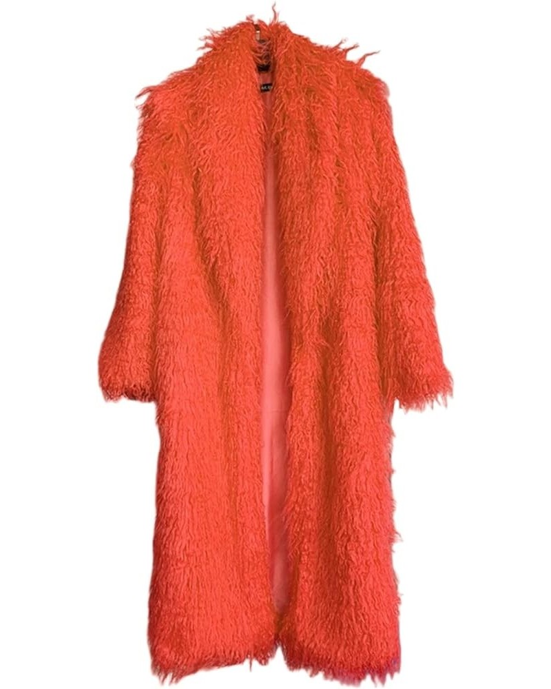 Women's Fluffy Faux Fur Long Overcoat Winter Spring Warm Outwear Parka Coat Red $33.56 Coats