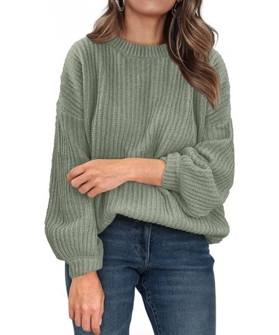 Women's Fashion Sweater Long Sleeve Casual Ribbed Knit Winter Clothes Pullover Sweaters Blouse Top Bean Green $28.31 Sweaters