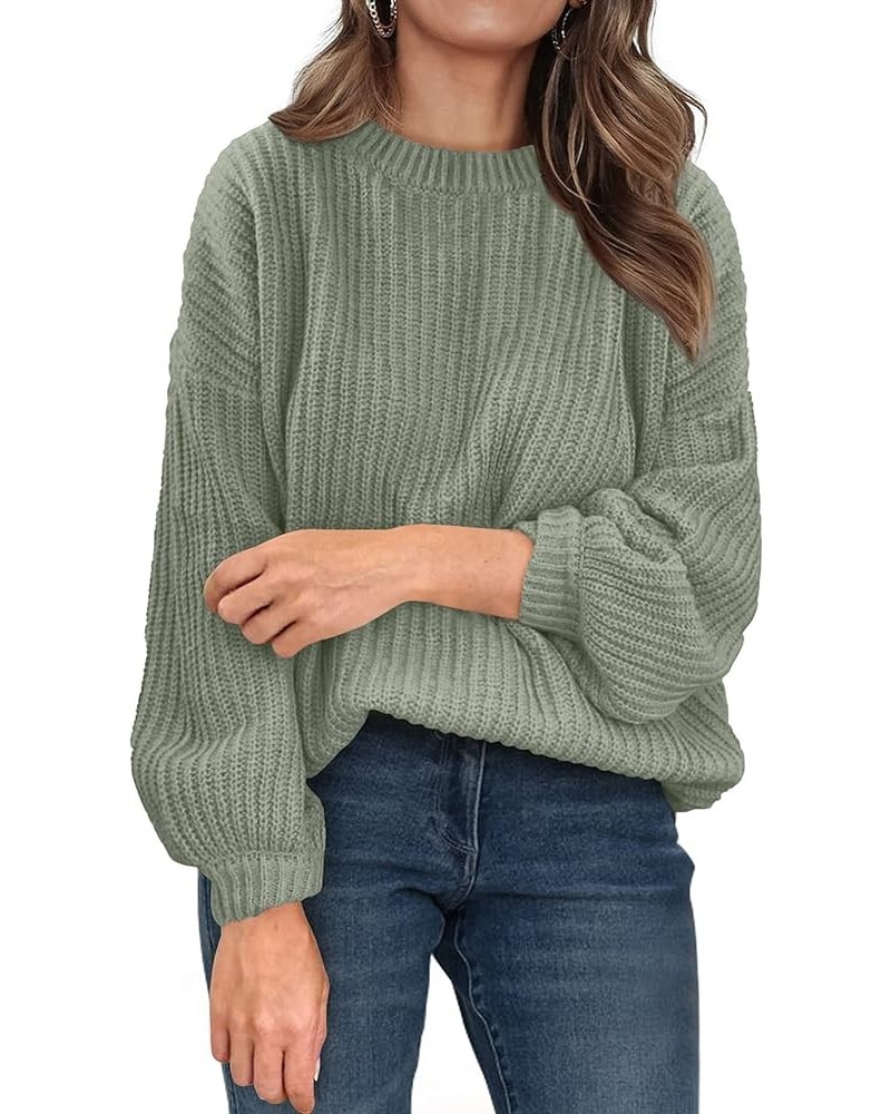 Women's Fashion Sweater Long Sleeve Casual Ribbed Knit Winter Clothes Pullover Sweaters Blouse Top Bean Green $28.31 Sweaters