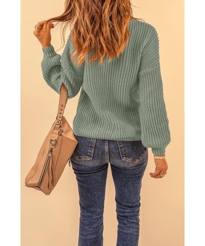 Women's Fashion Sweater Long Sleeve Casual Ribbed Knit Winter Clothes Pullover Sweaters Blouse Top Bean Green $28.31 Sweaters