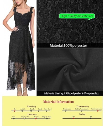 Womens Floral Lace Spaghetti Strap Applique Ruffle Split Formal Evening Gown Wedding A-line Maxi Dress Black Floral Lace $33....