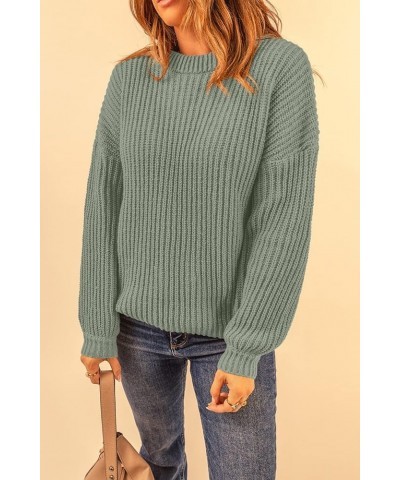 Women's Fashion Sweater Long Sleeve Casual Ribbed Knit Winter Clothes Pullover Sweaters Blouse Top Bean Green $28.31 Sweaters