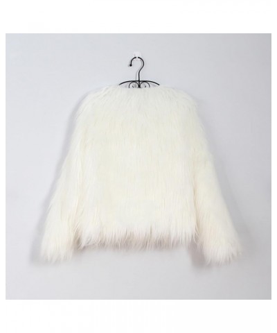 Womens 2023 Winter Faux Fur Jackets 2023 Fall Fashion Open Front Cropped Shaggy Coat Outerwear Long Sleeve Jacket S1-white $2...