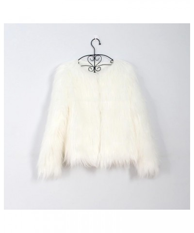 Womens 2023 Winter Faux Fur Jackets 2023 Fall Fashion Open Front Cropped Shaggy Coat Outerwear Long Sleeve Jacket S1-white $2...