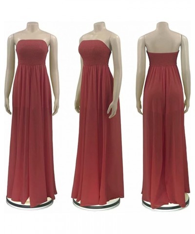 Women's Sexy Off Shoulder Strapless Loose Wide Leg Jumpsuit Long Romper with Pockets 083 Red $28.41 Jumpsuits