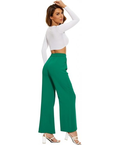 Women Suit Pants Wide Leg Pants High Elastic Waisted in The Back Business Work Trousers Long Straight Dark Green $22.13 Pants