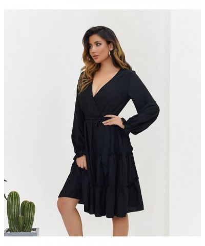 Women's V Neck Ruffle Sleeve Dress Twist Front Casual Cocktail Elegant Work Split Midi Bodycon Black4 $18.38 Dresses